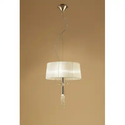Tiffany Pendant 3+1 Light E27+G9, French Gold With Cream Shade And Clear Crystal