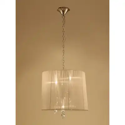 Tiffany Pendant 3+3 Light E14+G9, French Gold With Soft Bronze Shade And Clear Crystal