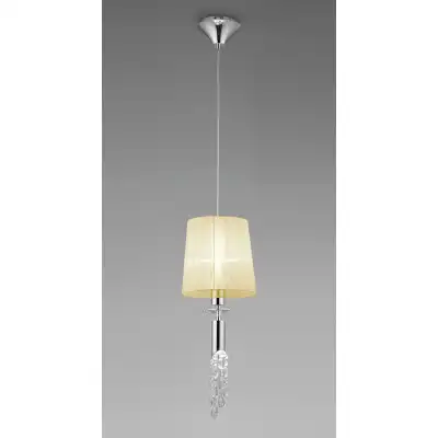 Tiffany Pendant 1+1 Light E27+G9, Polished Chrome With Cream Shade And Clear Crystal