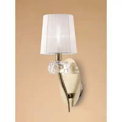 Loewe Wall Lamp Switched 1 Light E14, Antique Brass With White Shade