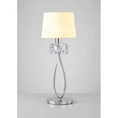 Loewe Table Lamp 1 Light E27 Large, Polished Chrome With Cream Shade