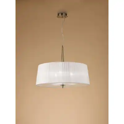 Loewe Single Pendant 3 Light E27, Antique Brass With White Shade