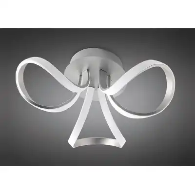 Knot Ceiling 36W LED 3 Looped Arms 3000K, 2850lm, Silver Frosted Acrylic, 3yrs Warranty