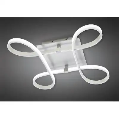 Knot Square Ceiling 40W LED 4 Looped Arms 3000K, 3100lm, Silver Frosted Acrylic Polished Chrome, 3yrs Warranty