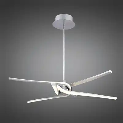 Knot TelescopicSemi Flush 45W LED Curved Arms 3000K, 3150lm, Silver Frosted Acrylic Polished Chrome, 3yrs Warranty