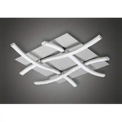 Nur Square Flush Ceiling 34W LED 3000K, 2600lm, Dimmable Silver Frosted Acrylic Polished Chrome, 3yrs Warranty