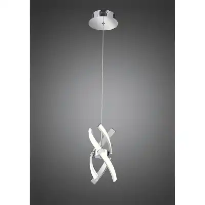 Espirales Pendant 1 Light 12W LED 3000K, 840lm, Silver Frosted Acrylic Polished Chrome, 3yrs Warranty