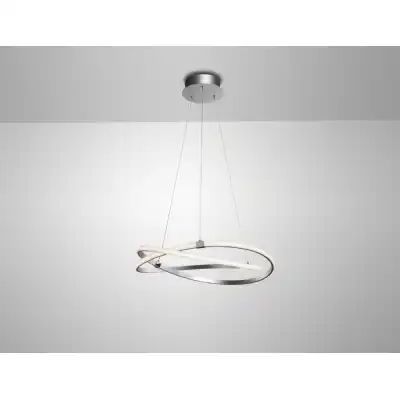 Infinity Pendant 42W LED 3000K, 3400lm, Dimmable Silver Polished Chrome White Acrylic, 3yrs Warranty