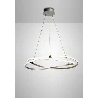 Infinity Pendant 60W LED 3000K, 4500lm, Dimmable Silver Polished Chrome White Acrylic, 3yrs Warranty