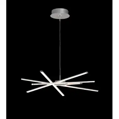Star LED Pendant 69cm Round 42W 3000K, 3700lm, Silver Frosted Acrylic Polished Chrome, 3yrs Warranty