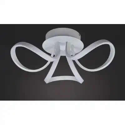 Knot Blanco Ceiling 48cm Round 3 Looped Arms 36W LED 2800K, 2520lm, White Frosted Acrylic, 3yrs Warranty