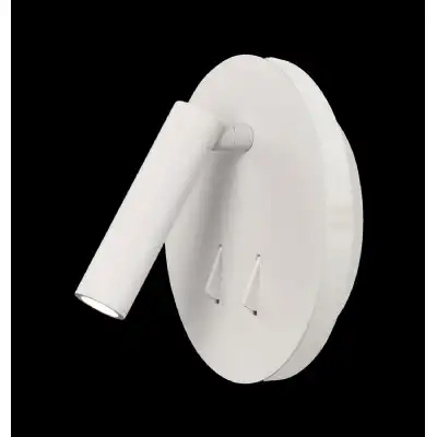 Cayman Round Wall Plus Reading Light, 6W Plus 3W LED, 3000K, 620lm Total, Individually Switched, Matt White, 3yrs Warranty