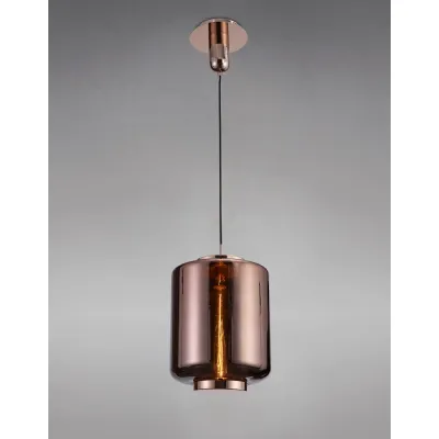 Jarras Pendant 30cm Round, 1 x E27 (Max 40W), Copper Rose Gold Glass