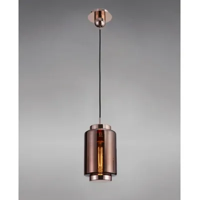 Jarras Pendant 20cm Round, 1 x E27 (Max 40W), Copper Rose Gold Glass, 1 Year Warranty