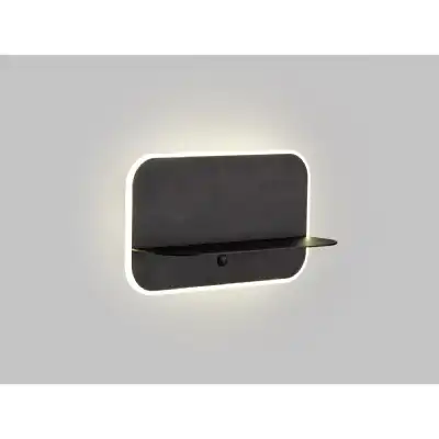Lanzarote Wall Lamp Shelf With USB Sockets, 18W LED, 3000K, 1400lm, Matt Black, 3yrs Warranty