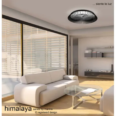 Black Dimmable Ceiling Light With Built In 35W DC Fan 4900lm