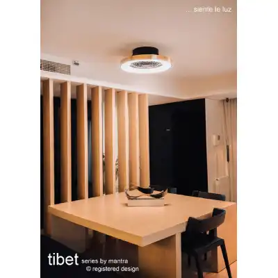 Tibet 70W LED Dimmable Ceiling Light With Built In 35W DC Fan c w Remote Control, APP And Alexa Google Voice Control, 3900lm, Gold Black, 5yrs Warranty