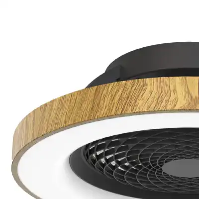 Tibet 70W LED Dimmable Ceiling Light With Built In 35W DC Fan c w Remote, APP And Alexa Google Voice Control, 3900lm, Wood Effect Black, 5yrs Warranty