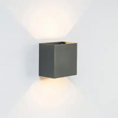 Davos XL Square Wall Lamp, 2x10W LED, 3000K, 1830lm, IP65, Anthracite, 3yrs Warranty