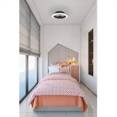Alisio Mini 70W LED Dimmable Ceiling Light With Built In 30W DC Reversible Fan, Black Finish c w Remote Control, 4900lm