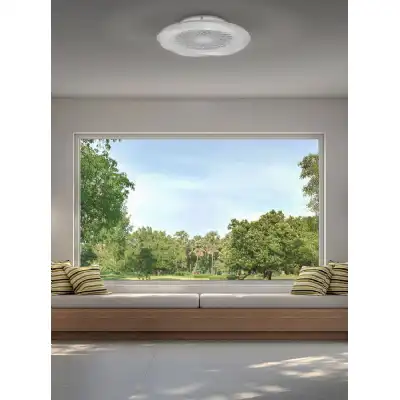 Boreal 70W LED Dimmable Ceiling Light With Built In 35W DC Reversible Fan, White Finish C W Remote Control, 4200lm