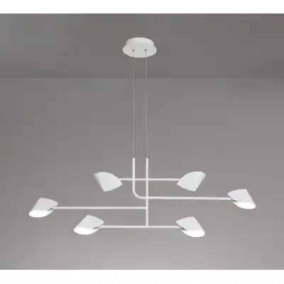 Capuccina 6 Light Linear Pendant, 45W LED, 3000K, 3100lm, White, 3yrs Warranty