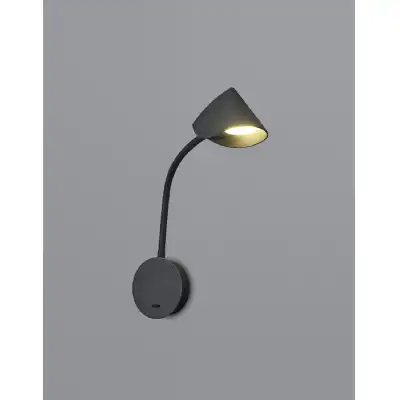 Goa Wall Lamp Switched, 7W LED, 3000K, 705lm, Black, 3yrs Warranty