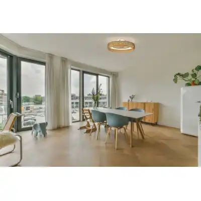 Kilimanjaro 70W LED Dimmable Ceiling Light With Built In 35W DC Fan c w Remote Control, 3000lm, Beige Rattan, 5yrs Wrnty