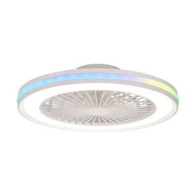 Gamer 60W LED Dimmable White RGB Ceiling Light With Built In 26W DC Reversible Fan, c w Remote Control, 4200lm, White