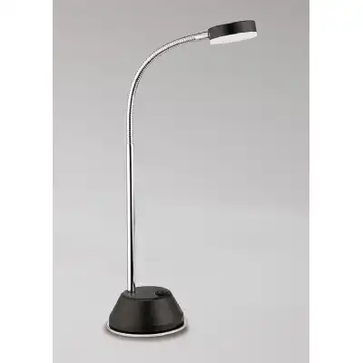 Tobias Table Lamp 1 Light 3W LED 3000K, 300lm, Matt Black Frosted Acrylic Polished Chrome, 3yrs Warranty