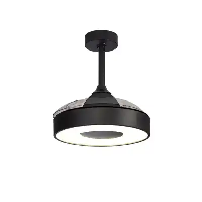Coin Mini 45W LED Dimmable Ceiling Light With Built In 25W DC Reversible Fan, Black, 2500lm, 5yrs Warranty