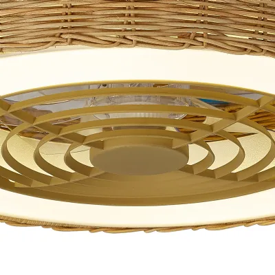 Beige Rattan 55W LED Dual Function Ceiling Light With Fan