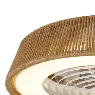 Polinesia Rope 70W LED Dimmable Ceiling Light With Built In 35W DC Reversible Fan, Beige Oscu, 4200lm, 5yrs Warranty