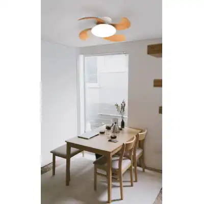 Aloha 45W LED Dimmable Ceiling Light With Built In 30W DC Reversible Fan, Wood, 3500lm, 5yrs Warranty
