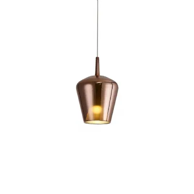 Elsa Assembly Pendant (WITHOUT PLATE) With Inverted Bell Shade, 1 Light E27, Copper Glass With Frosted Inner Cone