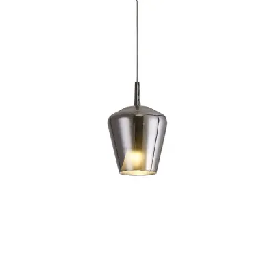 Elsa Assembly Pendant (WITHOUT PLATE) With Inverted Bell Shade, 1 Light E27, Chrome Glass With Frosted Inner Cone