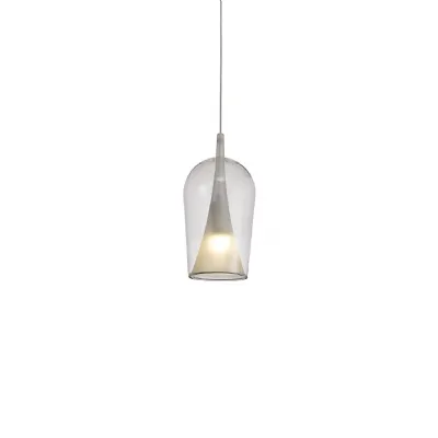 Elsa Assembly Pendant (WITHOUT PLATE) With Champagne Glass Shade, 1 Light E27, Clear Glass With Frosted Inner Cone