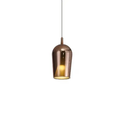 Elsa Assembly Pendant (WITHOUT PLATE) With Champagne Glass Shade, 1 Light E27, Copper Glass With Frosted Inner Cone