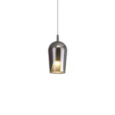 Elsa Assembly Pendant (WITHOUT PLATE) With Champagne Glass Shade, 1 Light E27, Chrome Glass With Frosted Inner Cone