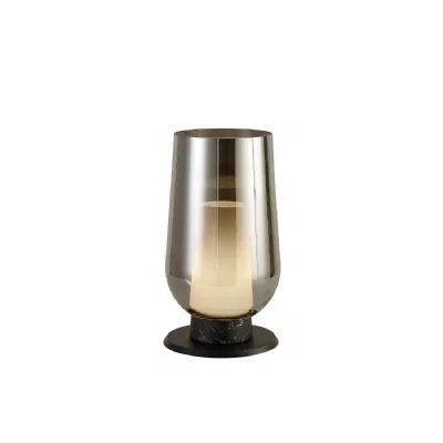 Nora Table Lamp, 1 Light E27, Black Black Marble Chrome Glass With Frosted Inner