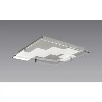 Jersey Ceiling 20W LED Square 3000K, 1800lm, Polished Chrome Opal White Glass, 3yrs Warranty