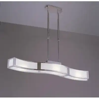 Duna GU10 Linear Pendant 3 Light L1, SGU10 Bar, Polished Chrome, White Acrylic, CFL Lamps INCLUDED