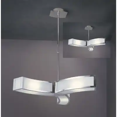 Duna GU10 Pendant 3 Light L1 SGU10, Polished Chrome White Acrylic, CFL Lamps INCLUDED
