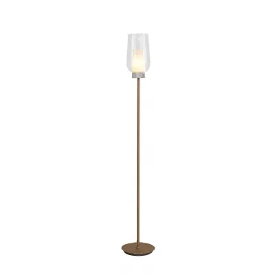 Nora Floor Lamp, 1 Light E27, Gold White Clear Glass With Frosted Inner