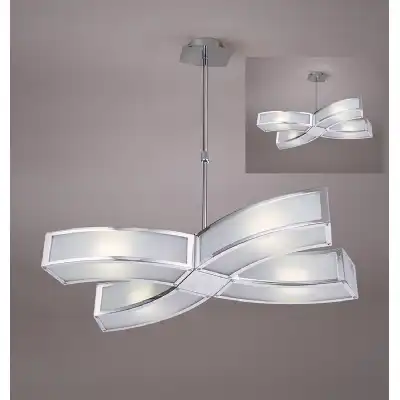 Duna GU10 Pendant 4 Light L1 SGU10, Polished Chrome White Acrylic, CFL Lamps INCLUDED