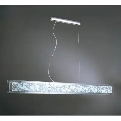 Euphoria Linear Pendant 2 Light T5 Wire, Polished Chrome, Opal White Glass, NOT LED, CFL Compatible