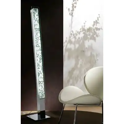 Euphoria Floor Lamp 2 Light T5, Polished Chrome Opal White Glass, NOT LED CFL Compatible