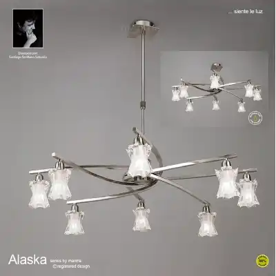 Alaska Pendant Convertible To Semi Flush 8 Light L1 SGU10, Satin Nickel , CFL Lamps INCLUDED