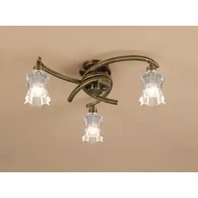 Alaska Ceiling 3 Light L1 SGU10, Antique Brass, CFL Lamps INCLUDED
