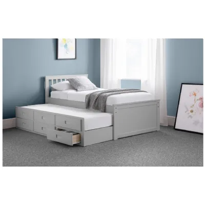 Maisie Bed with Underbed and Drawers Light Grey